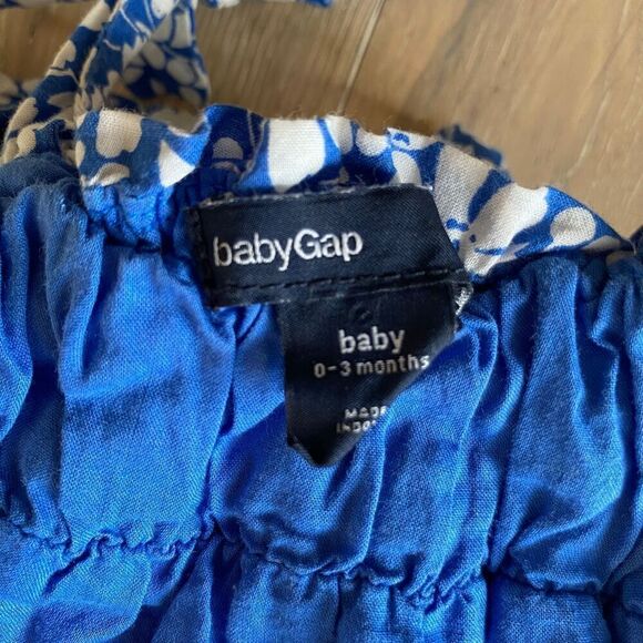 Baby Gap Sundress Royal Blue White Floral Summer Dress Size 0-3 M - Picture 6 of 8